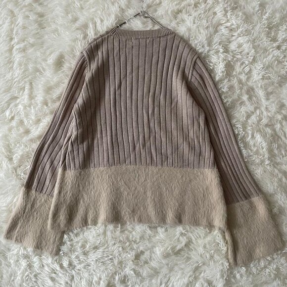 Stylisy Ribbed Flared Knit Sweater Beige - Picture 4 of 6